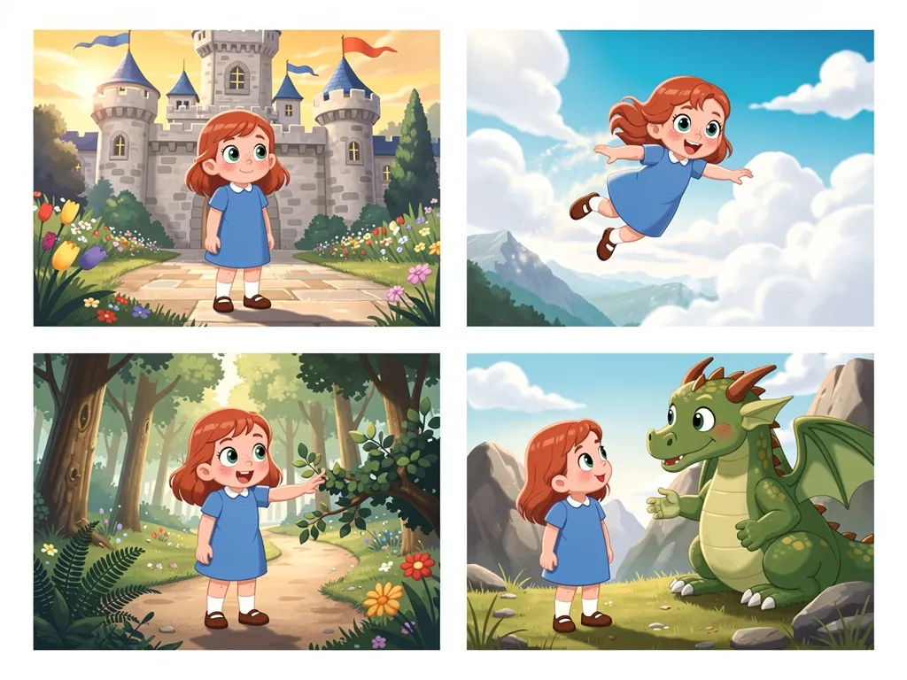 Consistent character illustrations in AI stories