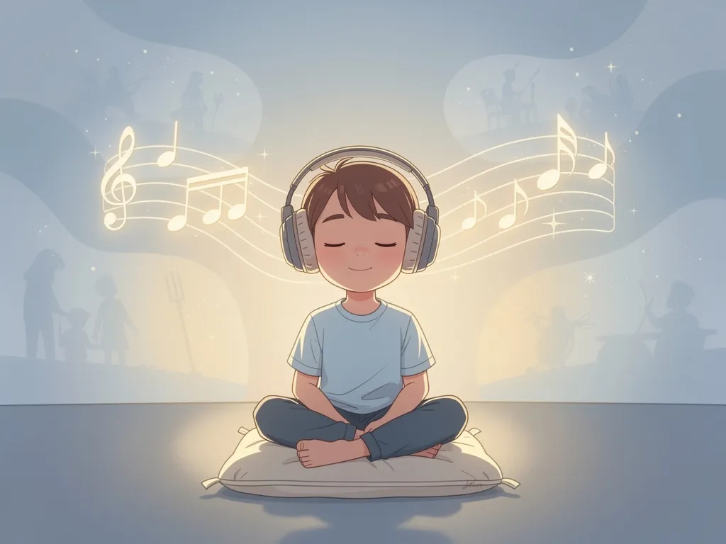 A child listening to a narrated social story