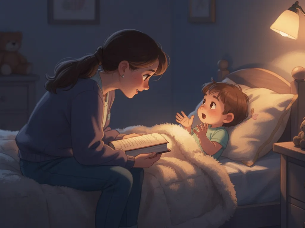Parent and child discussing a story