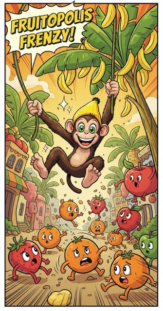 Banana Bandit vs. Captain Peel - Comic Book AI generated story cover