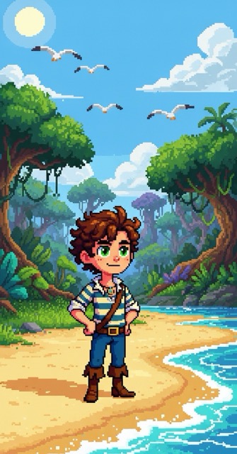 Island Survival Challenge, an AI-generated 2d game story