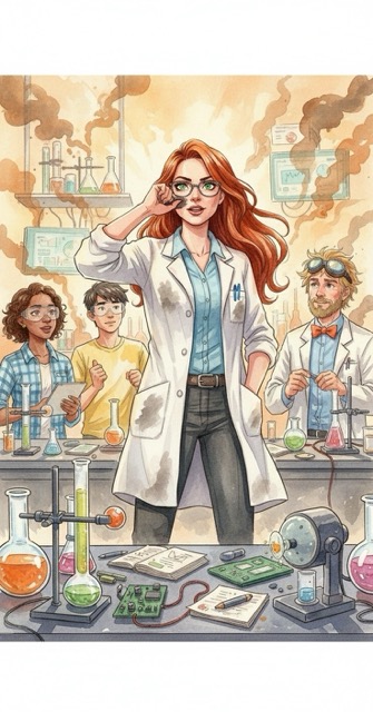Super Science Lab - Watercolor AI generated story cover