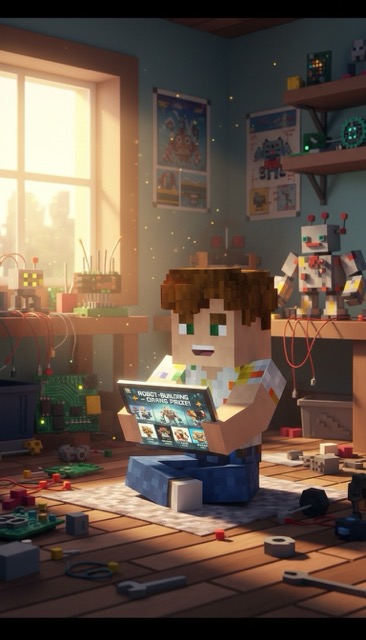 The Robot Building Contest - Blockcraft AI generated story cover