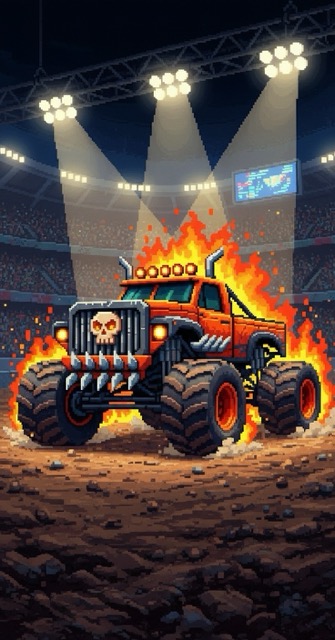 Monster Truck Mayhem, an AI-generated 2d game story