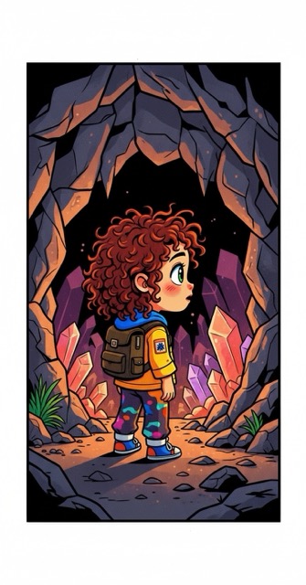The Crystal Cavern Adventure - Comic Book AI generated story cover