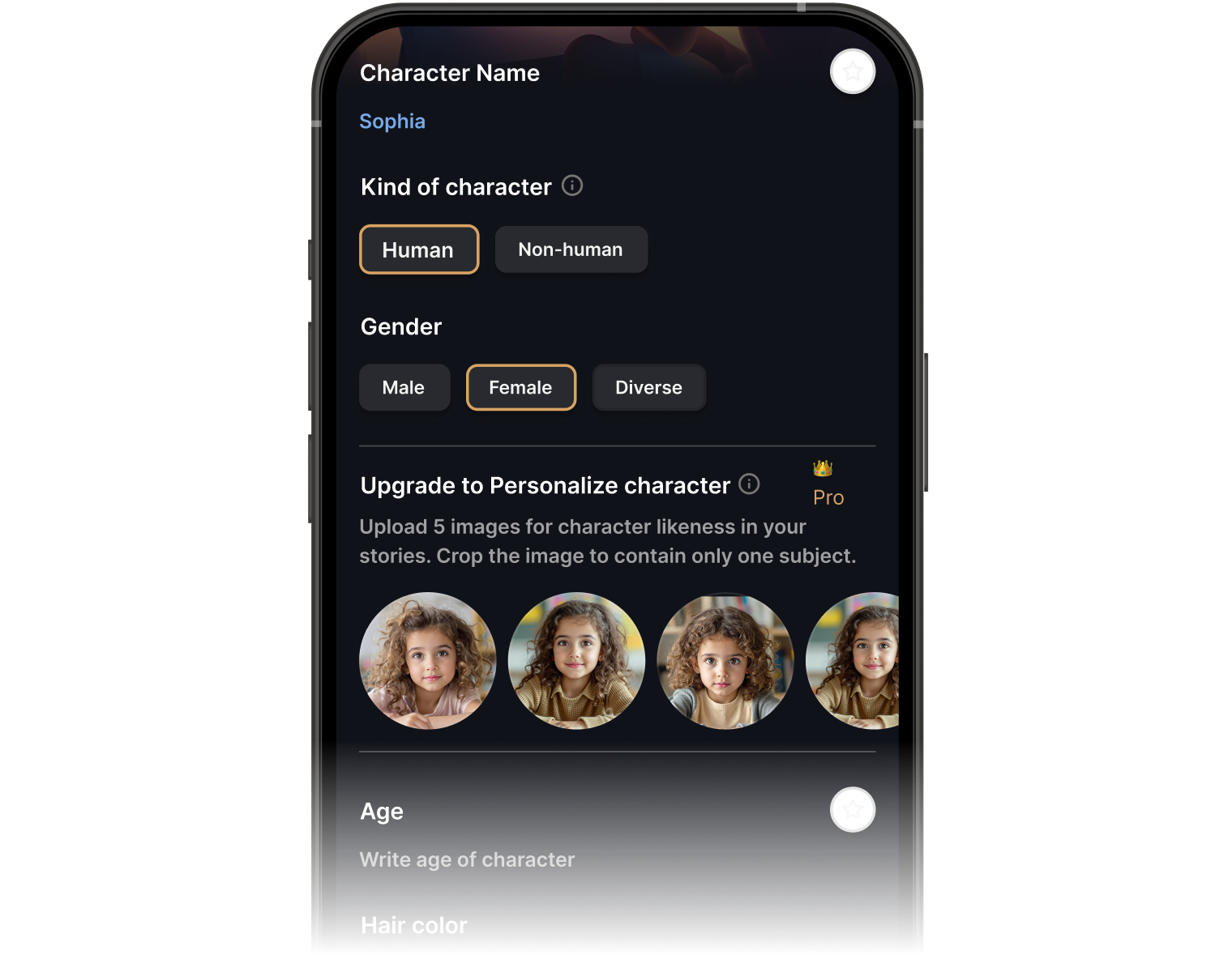 Create character in Fable AI by uploading photos and adding details