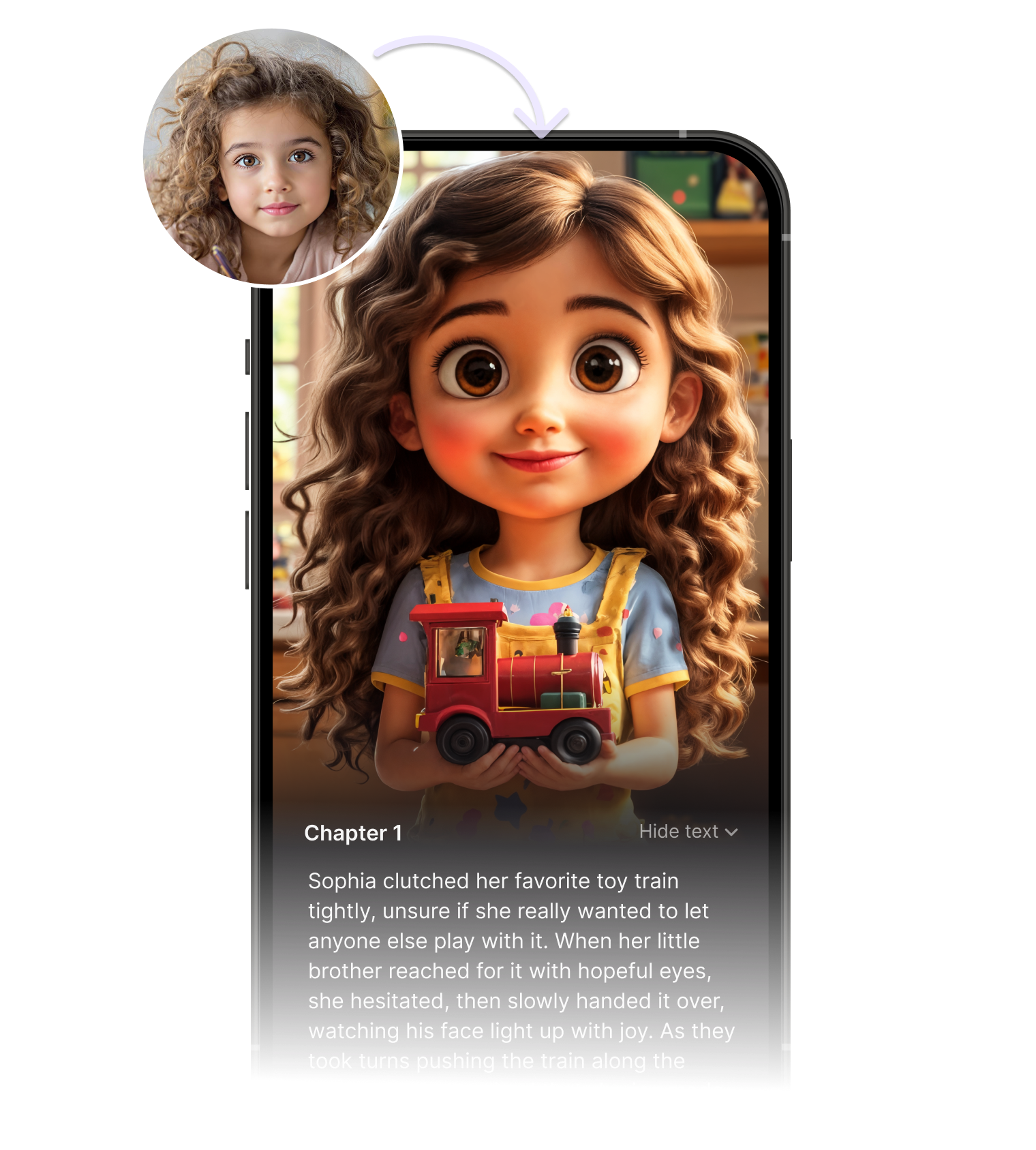 AI generated personalized bedtime story with custom illustrations