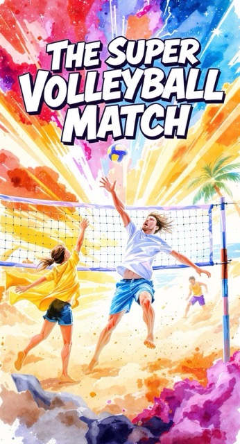 Beach Volleyball Showdown! 🏖️ Superpowers in the Sand! 🌊 - AI story video thumbnail